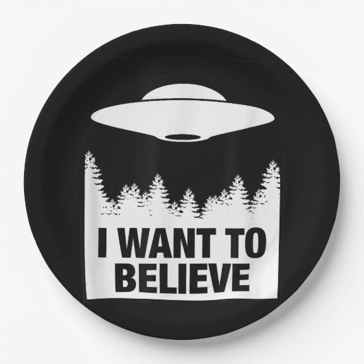 私は行きたい – 信じエイリアン宇宙船UFO ペーパープレート (正面)