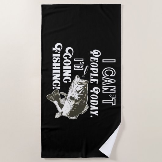 私は行く人々魚釣りバススポーツメンズできない ビーチタオル (正面)