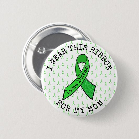 私は衣服このリボン私の母ライム病ボタン 缶バッジ (正面&裏面)