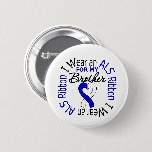 私は衣服とALSリボンを私の兄のために 缶バッジ (正面&裏面)
