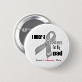 私は衣服にグレーリボンをパパ 缶バッジ (正面&裏面)