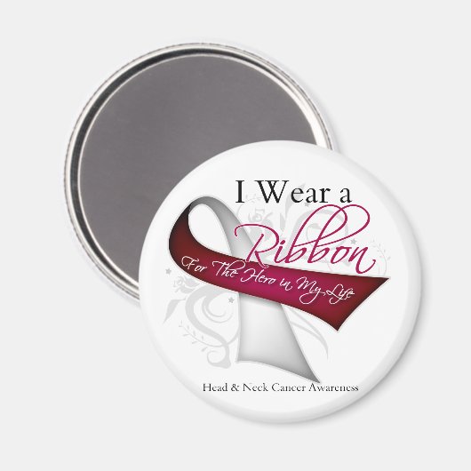 私は衣服のリボンを私のヒーロー – 頭と首の癌 マグネット (正面/裏面)