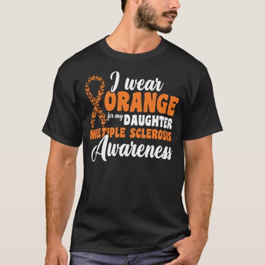 私は衣服オレンジ私の夫の多発性硬化症Aw Tシャツ (正面)