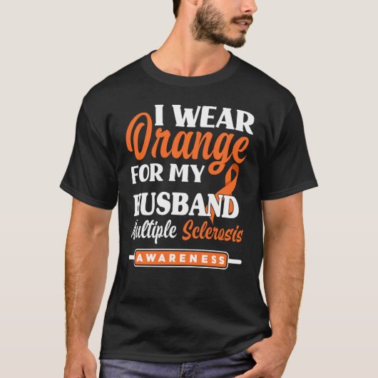 私は衣服オレンジ私の夫の多発性硬化症Aw Tシャツ (正面)