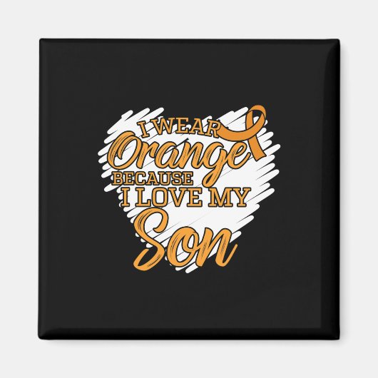 私は衣服オレンジ私は白血病Pのために私の息子を愛しているので マグネット (正面)