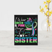 私は衣服グリーンティール（緑がかった色）ピンク私は私の妹Mbを愛して カード (黄色い花)