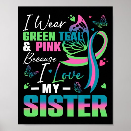 私は衣服グリーンティール（緑がかった色）ピンク私は私の妹Mbを愛して ポスター (正面)