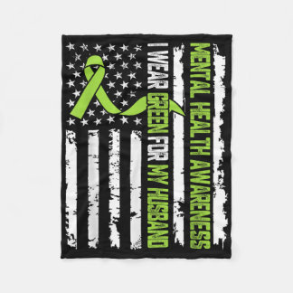 私は衣服グリーン私の夫のメンタルヘルスが待っている フリースブランケット