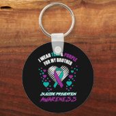 私は衣服テアランパープル私の兄弟の自殺プレヴェン キーホルダー (正面)