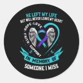 私は衣服ティール(緑がかった色)と私の自殺のためのパープル ラウンドシール (正面)