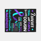 私は衣服ティール（緑がかった色）と紫のいとこの自殺の保護 フリースブランケット (正面(横))