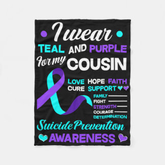 私は衣服ティール（緑がかった色）と紫のいとこの自殺の保護 フリースブランケット
