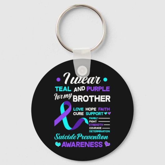私は衣服ティール(緑がかった色)と紫の私の兄の自殺のために前 キーホルダー (正面)