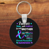 私は衣服ティール(緑がかった色)と紫の私の兄の自殺のために前 キーホルダー (正面)
