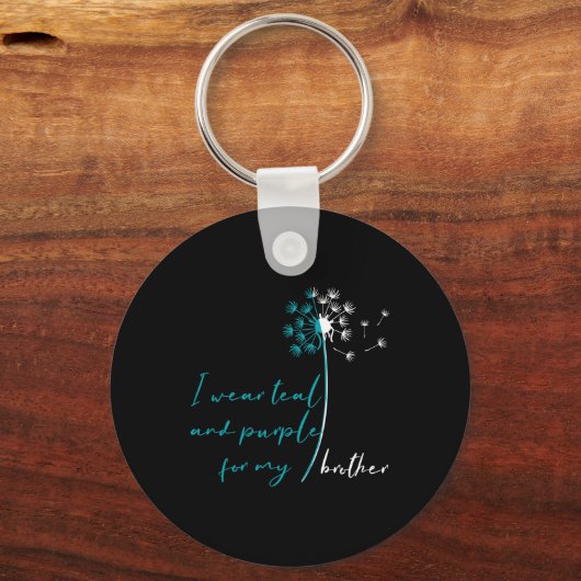 私は衣服ティール(緑がかった色)と紫の私の兄の自殺のために前 キーホルダー (正面)