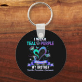 私は衣服ティール(緑がかった色)と紫の私の兄の自殺のために前 キーホルダー (正面)
