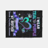 私は衣服ティール(緑がかった色)と紫の私の兄の自殺のために前 フリースブランケット (正面(横))