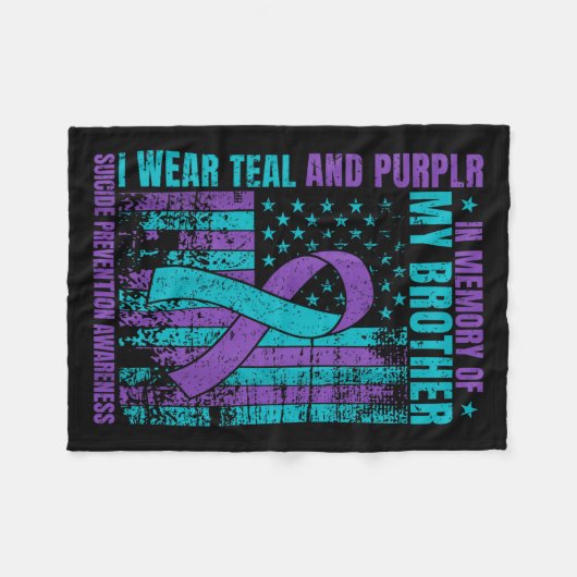 私は衣服ティール(緑がかった色)と紫の私の兄の自殺のために前 フリースブランケット (正面(横))