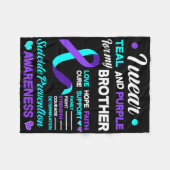 私は衣服ティール(緑がかった色)と紫の私の兄の自殺のために前 フリースブランケット (正面(横))