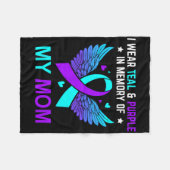 私は衣服ティール（緑がかった色）と紫の私の母の自殺の記憶 フリースブランケット (正面(横))