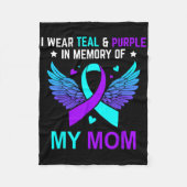 私は衣服ティール(緑がかった色)と紫の私の母の自殺の記憶 フリースブランケット (正面)