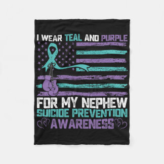 私は衣服ティール（緑がかった色）と紫の私の甥の自殺の保護 フリースブランケット