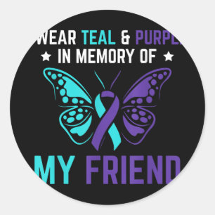 私は衣服ティール（緑がかった色）パープル私の友人の自殺の記憶 ラウンドシール