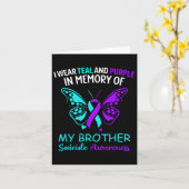 私は衣服ティール（緑がかった色）紫の私の兄の自殺の記憶 カード (黄色い花)