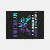 私は衣服ティール（緑がかった色）紫の私の兄の自殺の記憶 フリースブランケット (正面(横))