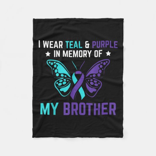 私は衣服ティール（緑がかった色）紫の私の兄の自殺の記憶 フリースブランケット (正面)