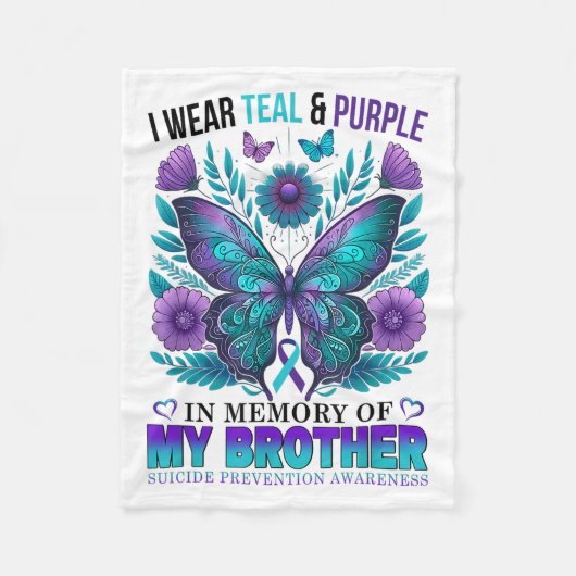 私は衣服ティール(緑がかった色)紫の私の兄の自殺の記憶 フリースブランケット (正面)