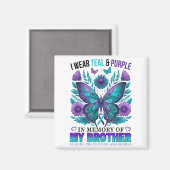 私は衣服ティール(緑がかった色)紫の私の兄の自殺の記憶 マグネット (正面/裏面)