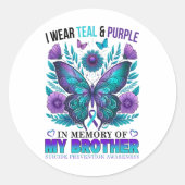 私は衣服ティール(緑がかった色)紫の私の兄の自殺の記憶 ラウンドシール (正面)