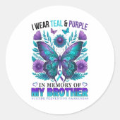 私は衣服ティール(緑がかった色)紫の私の兄の自殺の記憶 ラウンドシール (正面)