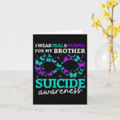 私は衣服パープルと私の兄弟の自殺のためのティール(緑がかった色)前 カード (黄色い花)