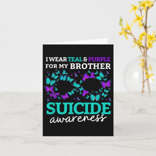 私は衣服パープルと私の兄弟の自殺のためのティール(緑がかった色)前 カード (黄色い花)