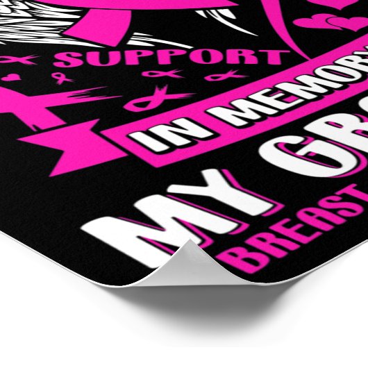 私は衣服ピンクを祖母の乳がんの思い出に ポスター (角)