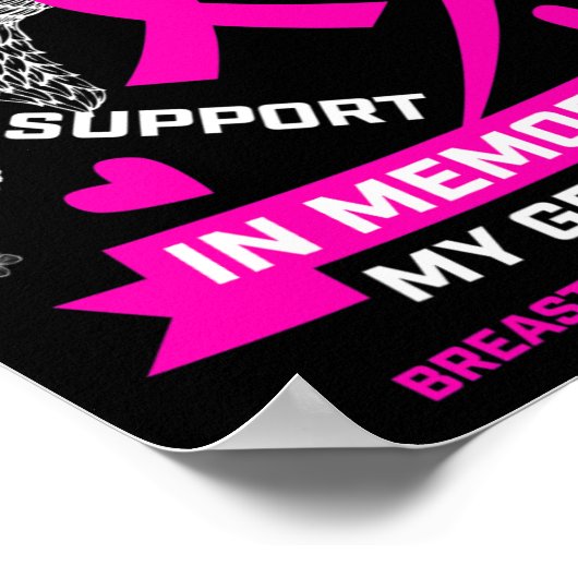 私は衣服ピンクを祖母の乳がんの思い出に ポスター (角)