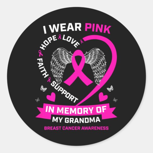 私は衣服ピンクを祖母の乳がんの思い出に ラウンドシール (正面)