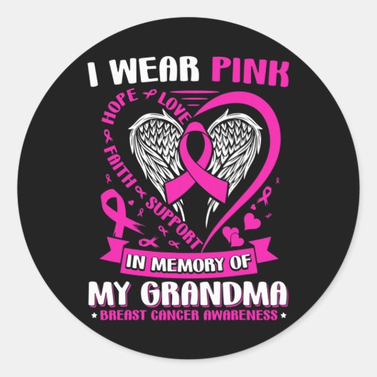 私は衣服ピンクを祖母の乳がんの思い出に ラウンドシール (正面)