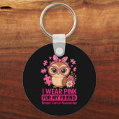 私は衣服ピンク私の友人のために可愛い自分の乳がんA キーホルダー (正面)