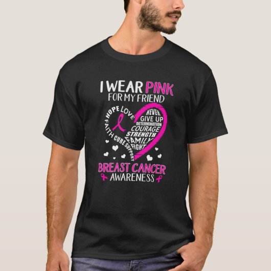 私は衣服ピンク私の友人のハート信仰の希望ラブファ Tシャツ (正面)