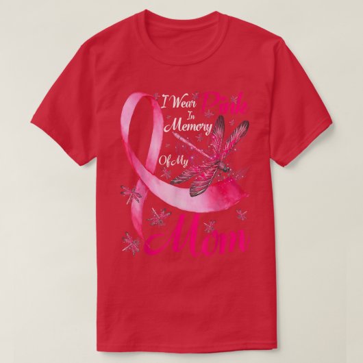 私は衣服ピンク私の母の記憶Dragonfly胸C Tシャツ (デザイン正面)