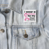 私は衣服ピンク素晴らしで祖母の乳がん 缶バッジ (インサイチュ)