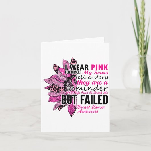 私は衣服ピンク自分のために私の傷の乳がん カード (正面)