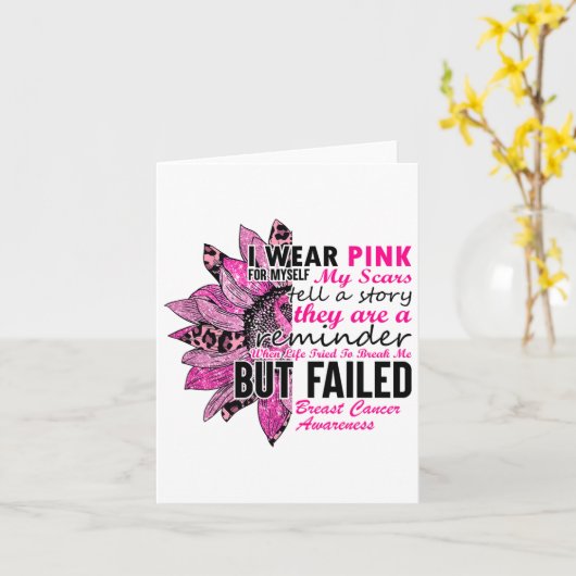 私は衣服ピンク自分のために私の傷の乳がん カード (黄色い花)