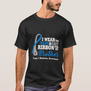 私は衣服ブルーとグレー私の兄の糖尿病ウォーリ Tシャツ