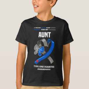 私は衣服ブルーとグレー私の叔母タイプ1糖尿病 Tシャツ