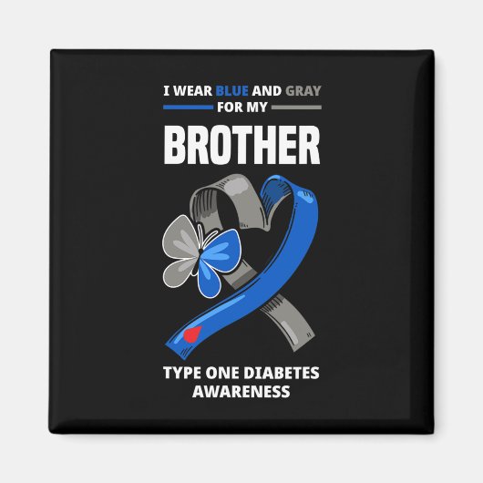 私は衣服ブルーとグレー私の弟のタイプOne Diabe マグネット (正面)