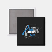 私は衣服ブルーとグレー私の息子の糖尿病認識度 マグネット (正面/裏面)